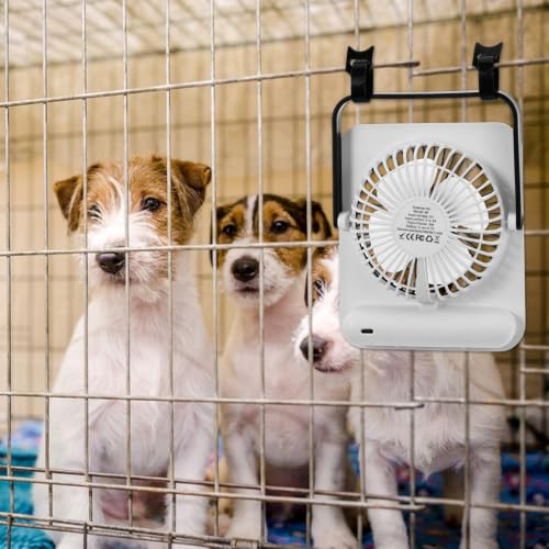 2 Pack Pet Crate Fan for Cooling Dogs, 6.5 x 5.3 Inch USB Clip-on Fan for Dog Crates, Cat Cages, Travel Carriers, Small Animal Enclosures, Black Quiet Fan with Flexible Clamp