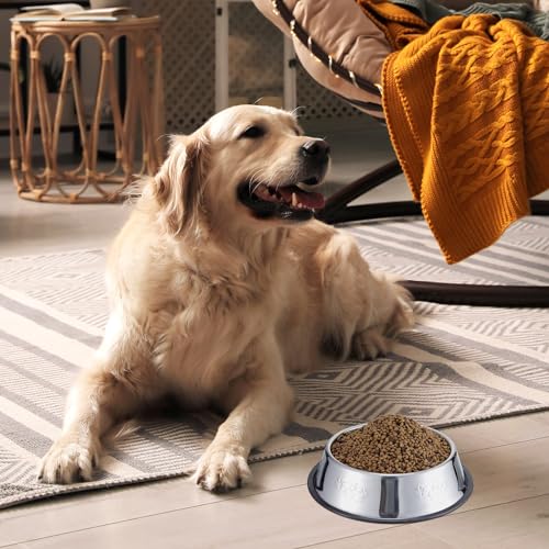 8 Pack Stainless Steel Dog Bowls Metal with Rubber Base Non-Slip Pets Puppy Cats Feeding Food and Water Bowls Dishwasher-Safe for Indoor Small Medium Large Dogs Cats Kitten Rabbit(10.1 oz) - size: 10.1 oz