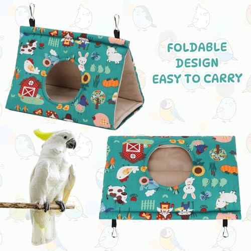 Rypet Bird Nest House, Bird Bed for Cage, Hanging Hammock Bird Hut,Forest M | Warm Plush Cotton Comfort, Side Hole Entry, Dual Hanging Straps for Cage, Machine Washable, Green Bird Tent - color: Forest Green, size: Medium (Pack of 1)