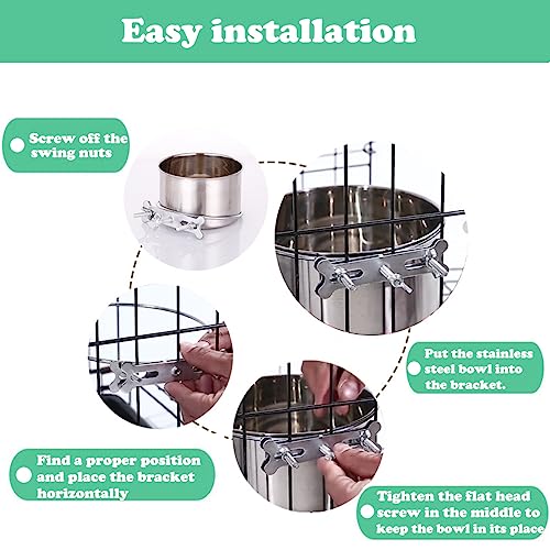 Love Dream Dog Crate Bowl Removable Stainless Steel Pet Kennel Hanging Bowl | Durable Anti-Spill Pet Metal Bowl Hanging Water Food Bowls with Clamp Holder for Small Medium & Large Dogs Rabbits or Birds - color: 4.7“*1.9”