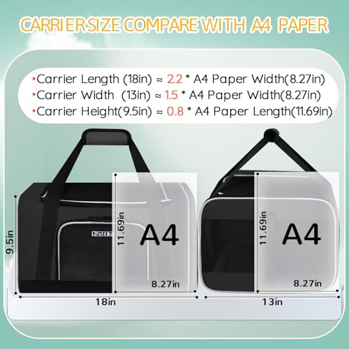 Small Pet Carrier 18" L x 13" W x 9.5" H Airline Approved, Black | for Southwest Airlines, Lockable Safety Zippers and Anti-Scratch Mesh, Pets Under 10 lbs - color: Black, size: 18.0"L x 13.0"W x 9.5"H