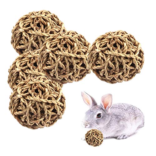 Bunny Chew Toys Grass Balls Rabbit Gnawing Treats for Guinea Pig Chinchilla | 15PCS 2.8in large size Rolling Play Balls, Cage Enrichment Toy, Natural Teeth Grinding Treats, Boredom Relief Activity - size: 15PCS-Large