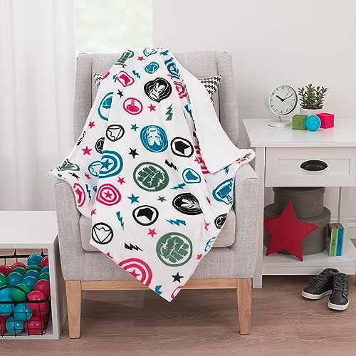 NoJo Marvel The Avengers Red, White, and Blue Super Soft Sherpa Baby Blanket - color: The Avengers Red, White, and Blue
