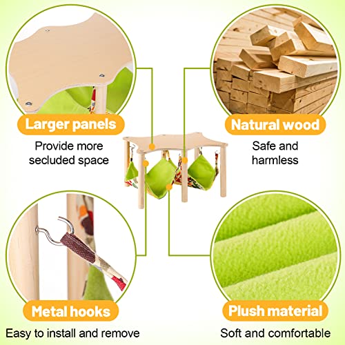 Guinea Pigs Hammock with Natural Wooden Stand- Large Hanging Hammock Bed for Piggies Chinchilla Hamster Bunny Ferrets Hiding Sleeping - size: 15.7in L * 11.8in W * 9.5in H