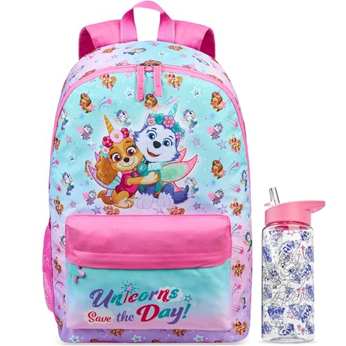 Get Trend Paw Patrol Kids Backpack with Water Bottle for Girls, 2 Pc 17in Bookbag with Padded Straps Gifts for Girls (Multi Paw Patrol) - color: Multi Paw Patrol