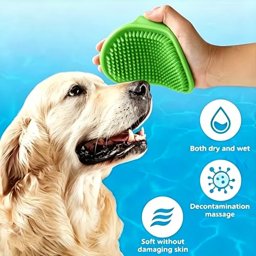 1pc Pet Bathing Brush - Adjustable Circular Handle, Non-Slip Grip, Soft Silicone Bristles for Dog & Cat Grooming, Shampooing, Massaging - Ideal for Bathing, Green - color: Green