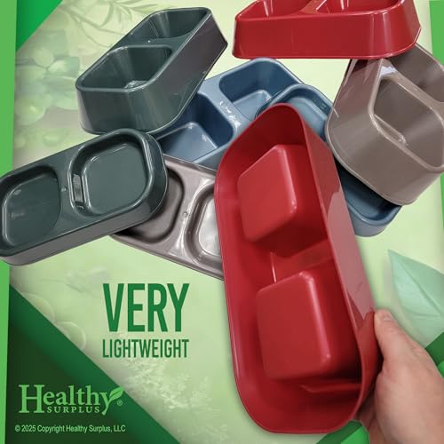 Lightweight BPA-Free Pet Feeder Bowl - Double Dish (4oz Each Side) for Dog & Cat Food & Water | Durable Plastic, Easy Clean, Made in USA (Gray, Small) - color: Gray, size: Small
