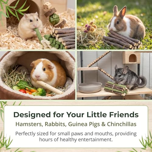 Sukh 300g Rabbit Chew Toy Set-Timothy Hay,Apple Sticks & Sweet Bamboo Stick | Natural Small Animal Treat Set for Rabbits, Guinea Pigs, Chinchillas and Squirrels, for Teeth Grinding, Enrichment and Gifts - color: Timothy & Apple & Sweet Bamboo
