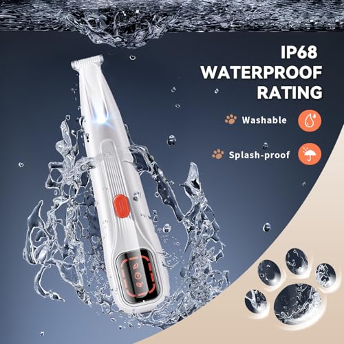 2026 New Pet Precision Trimmer, Dog Paw Trimmer with LED Light, Ultra Quiet | IP68 Waterproof, Dual-Speed Motor, Suit for Trimming Paw, Ear, Face, Butt, Eyebrows, USB Rechageble - color: White Variant