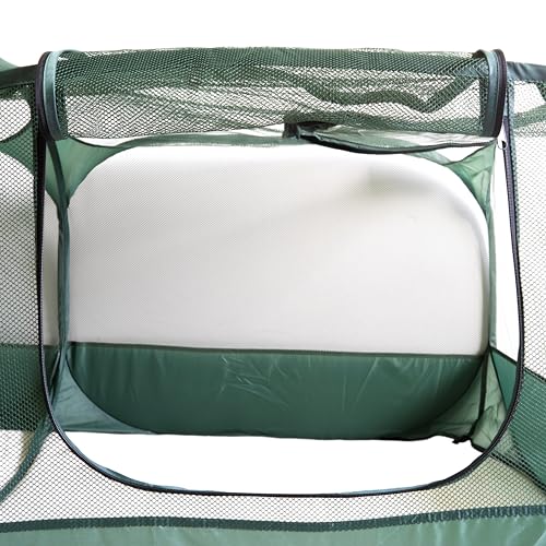 Portable Chicken Coop - Small Animal Playpen and Pop Up Chicken Coop Run - Transparent Breathable Mesh Net and Foldable - Complete with Collapsible Food/Water Bowl