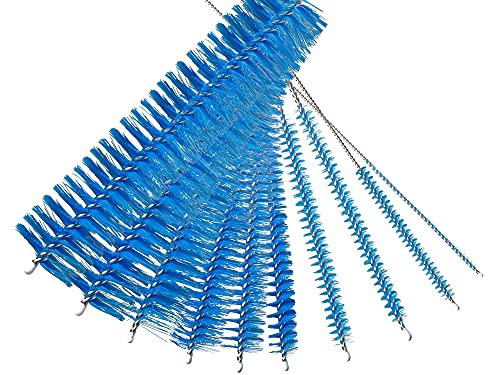 10" Extra Long Tube Cleaning Brush Set - 10 Pack - Blue | Flexible nylon straw brushes for bottles, cleaning straws, pipe cleaners, glass, keyboard, detailing and deep cleaning - color: Blue, size: 10pk - 2mm 3mm 4mm 5mm 6mm 8mm 12mm 16mm 20mm 24mm
