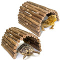 BNOSDM 2PCS Reptile Hideout Wooden Bridge 7.5"x13.4" Lizard Hide Caves Bearded Dragon Habitat Accessories for Gecko Snake Frog Chameleon Iguana Tortoise