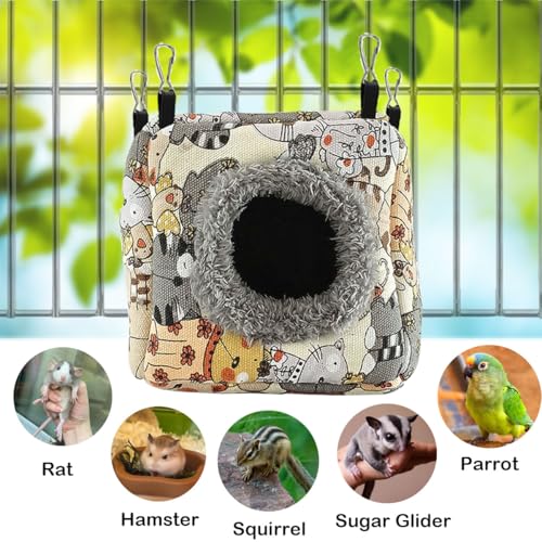 Hamster Rat Hammock Bed, Hanging Cave Shaped Cotton Nest Suitable for Small Animals Hamsters Rat Mouse Gerbil Sugar Glider Squirrels etc (L) - size: Large