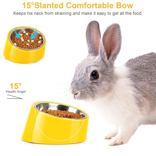 Tilted Dog Bowl Non-Slip & Non-Spill Pet Feeder with Elevated Detachable Melamine Stand, Easy to Get Food Dog Dish, S/100ml Yellow - color: Yellow, size: Small(100ml)