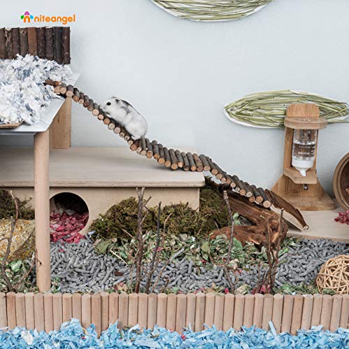 Niteangel Hamster Suspension Bridge Toy: 21.8" x 2.8" Flexible & Bendable | Enhances Coordination & Balance Long Climbing Wooden Ladder for Hamsters Mice Gerbils Sugar Glider Rat and Other Small Animal - size: 21.8L x 2.8W