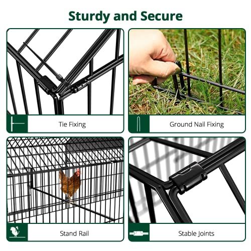 Chicken Coop, 86"x40"x40" Chicken Run Pen with Cover for Yard | Waterproof Sunshade Cover, Auto-lock Door, Ground Stake, Metal Portable Chicken Tractor for Poultry, Rabbits & Small Animals - size: 86.0"L x 40.0"W x 38.5"H