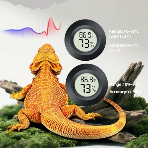 Bearded Dragon Carrier, Reptile Travel Bag with Built-in Thermometer Hygrometer, Breathable Small Animal Carrier with Clear View Window, Portable Guinea Pig Carrier for Gecko, Snake, Hamster - color: Black