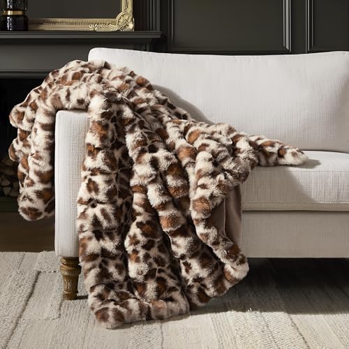 WDCOZY Cheetah Leopard Print Bubble Throw Blanket, Luxury Faux Rabbit Fur Mink Plush Throw for Couch, Sofa and Bed, Soft Fluffy Fuzzy Cozy Blanket for Women, Thick and Warm, 50x60 inches, 950 GSM - color: Cheetah Brown, size: Throw (50" x 60")