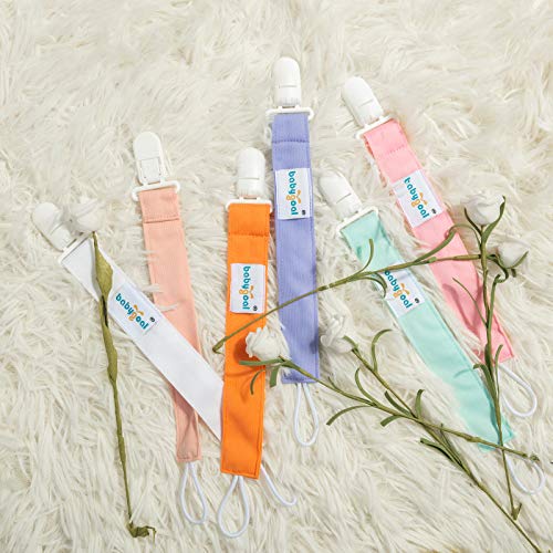 babygoal Pure Color Pacifier Clips, 6 Pack Binky Paci Holder Clips Leashes Fits for Most Baby Pacifiers and Binkies - color: Pure girl color