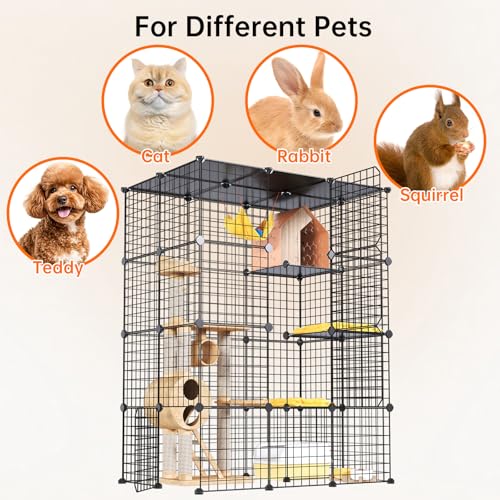 Oneluck Extra Large Cat Cage,4-Tier Catio, DIY Metal Cat Enclosure with Platforms,55 Inch Indoor Cat Cage for 1-3 Cats, Indoor Cat Playpen for Cats Rabbits Small Animals - size: 41.3"L x 27.6"W x 55.1"H