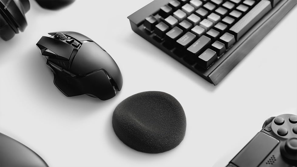 Comfy Glide Palm/Wrist Rest - Smooth Gliding Left and Right-Hand Ergonomic Memory Foam Wrist Support for Mouse or Keyboard - Anti-Fatigue - Stress and Pain Relief for Carpal Tunnel - Jet Black