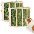 Unicorn Catcher Wooden Guinea Pig Hay Feeder, Large Hanging Rabbit Rack | Bunny Hay Holder Featuring A Large Capacity Wooden Design For Organized Feeding In Chinchilla And Ferret Cages - size: 2 PACK