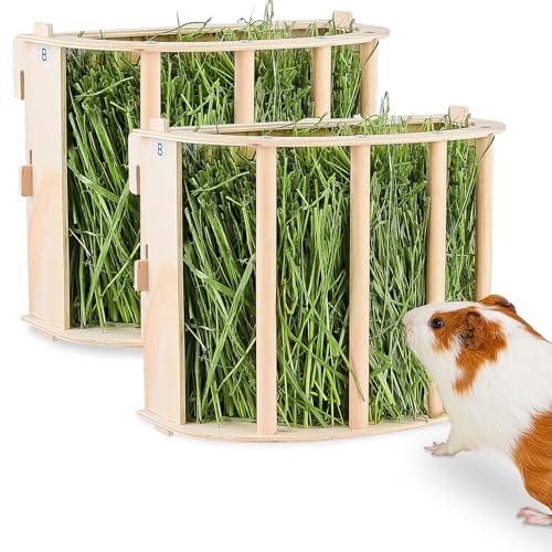 Unicorn Catcher Wooden Guinea Pig Hay Feeder, Large Hanging Rabbit Rack | Bunny Hay Holder Featuring A Large Capacity Wooden Design For Organized Feeding In Chinchilla And Ferret Cages - size: 2 PACK