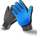 Pet Grooming Glove Hair Remover Brush Gentle Deshedding Efficient Pet Mitt Pet Massage Gloves Left & Right Hand Draw Dogs Cats Horses Long Short Fur (1Pair Left & Right Hand (Blue)) - color: Blue