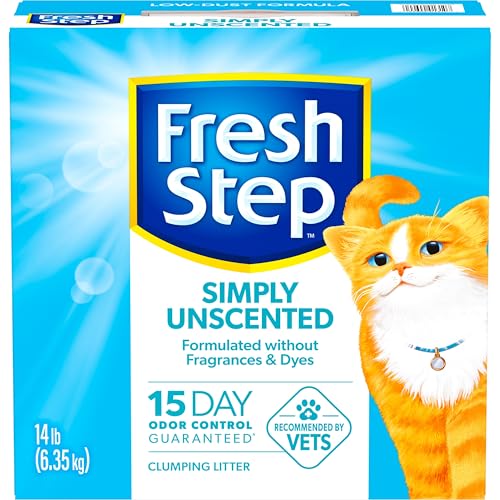 Fresh Step Simply Unscented Multi Cat Clumping Cat Litter, Low Dust, Odor Control with Activated Charcoal Tech, Compatible in Automatic Litter Boxes, 14 lb. (Pack of 3) - size: 14 lb (Pack of 3)