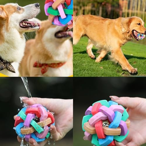 4 Pack Ferret Toys Ball Set, Rubber Scratch Chew Toys with Built-in Bell Soft Colorful Balls Grinding Wiggle Ball Interactive Sound Toy Exercise Teeth for Ferret Cat Kittens