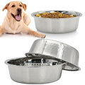 Fhiny 3 Pack Hammered Stainless Steel Dog Bowls, 8 Cups/64 Oz Premium Metal Puppy Feeder Bowl Set for Raised Feeding Station Basic Kitten Food & Water Dishes for Small & Medium Pets Dishwasher Safe - size: 8 Cups/64 Oz