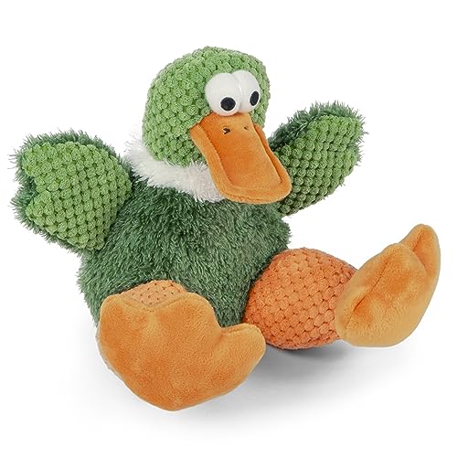 goDog Checkers Sitting Duck Squeaky Plush Dog Toy, Chew Guard Technology - Green, Large - color: Sitting Duck (Green), size: Large