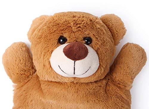 HomeTop Premium Classic Rubber Hot Water Bottle with Cute Bear Cover | Natural rubber hot water bottle,Long-lasting heat retention,Snuggly all-night warmth - color: White