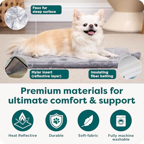 Furhaven ThermaNAP Self-Warming Cat Bed for Indoor Cats & Small Dogs, Washable & Reflects Body Heat - Quilted Faux Fur Reflective Bed Mat - Leopard, Small - color: Leopard, size: Small - 22"L x 17"W