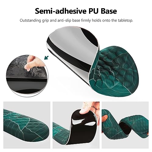 Ergonomic Mouse Pad with Wrist Support and Keyboard Wrist Rest Set | Memory Foam Wrist Cushion, Non-Slip PU Base, Massage Design, Relieves Wrist Pressure for Work, Gaming & Office Use - color: Banana Leaf Green