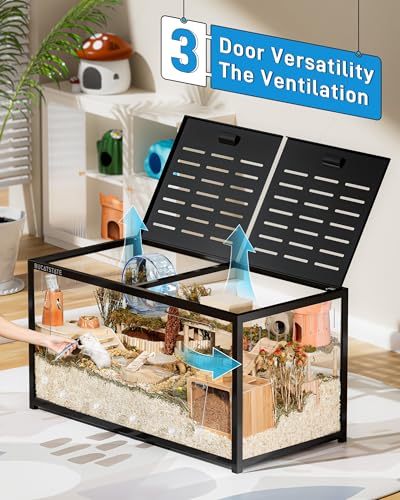 BUCATSTATE Hamster Cage 3.0, Large Hamster Enclosure(47in, Black) | 7.8 ft² Small Animal Habitat with Deep Bedding Space for Hamster Enrichment, Stackable Aluminum Frame, Front & Top Access - color: Black, size: 47.0"L x 23.6"W x 25.5"H