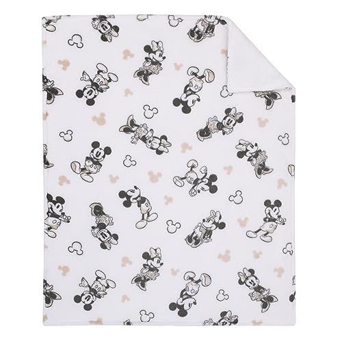 NoJo Disney Mickey and Minnie Mouse Black and White Super Soft Sherpa Baby Blanket - color: Mickey and Minnie Mouse Black