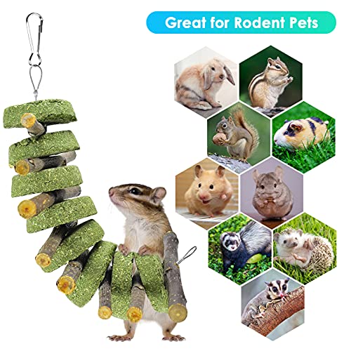 ERKOON Bunny Chew Toys, Rabbit Chew Toys for Teeth Grinding, Improve Dental Health, 100% Natural Apple Wood Timothy Grass Cake Treats for Rabbits Guinea Pigs Chinchillas Bunnies Hamsters (3 Pcs) - style: 3 Pcs