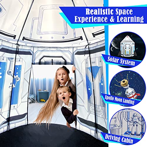 3pc Kids Play Tent for Girls with Ball Pit, Crawl Tunnel, Princess Tents for Toddlers, Baby Space World Playhouse Toys (3PC White Rocket Play Tent) - style: 3PC White Rocket Play Tent