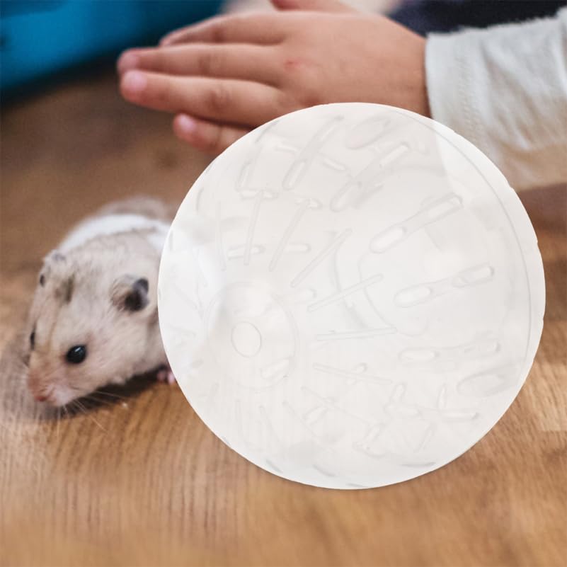 POPETPOP 4 Inch Hamster Running Ball Toy Transparent Small Pet Exercise Ball Safe Rolling Wheel for Hamsters Gerbils Chinchillas - color: White