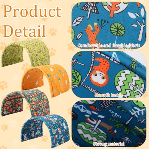 BreezeHug 4 Pcs Guinea Pig Tunnel Foldable Rabbit Hideout Washable and Soft Bunny Hide House Ferret Tunnel Toys Cage Accessories for Small Animal Hamster Hedgehogs Chinchilla(Forest Animals) - style: Forest Animals