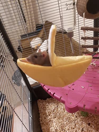 Banana bed for Hamster House for Hamsters Less Than 4 inches 10 cm in Length Pet Hammock Dutch Pig Hedgehog Rat Guinea Habitat Chinchilla sugar glider Hamster Accessories Toys Outfits(Small 8 Inch)