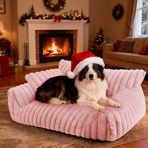 Cute Dog Couch for Medium Large Dogs,Dog Cat Couch Sofa,Dog Bed,L,Pink | Dog Couch Bed with Removable Washable Cover,Cute Fluffy Pet Sofa Cat Couch Bed,Washable Dog Bed Medium Large Size Dog - color: Pink, size: Large(36x27x10")