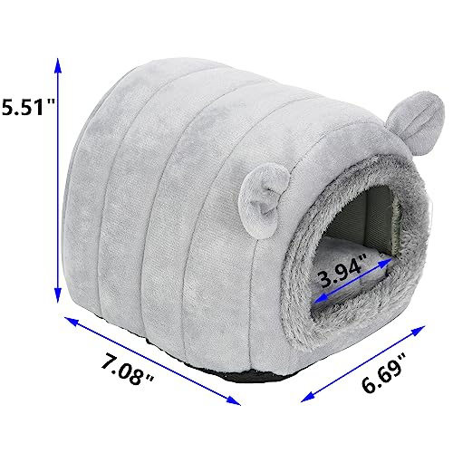 Hedgehog Bed Cave Nest Hideout, Hamster Guinea Pigs Small Animals Cage Supplies Warm House-Gray - color: Gray