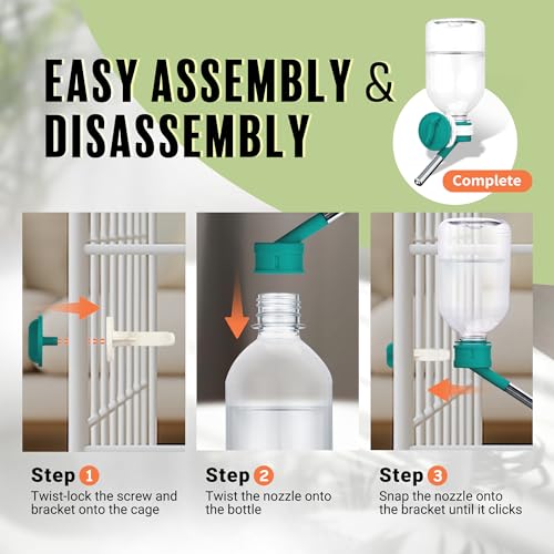 Choco Nose No-Drip Small Animal Water Bottle - Leak-Proof Patented Nozzle Helps Prevent Pet Cage Mess & Wet Bedding - Guinea Pig, Rabbit, Ferret, Hamster - BPA Free, Easy Install, 10.2 fl oz (C128) - color: C128 Green, size: Guinea Pigs-Small Bunnies-Ferr
