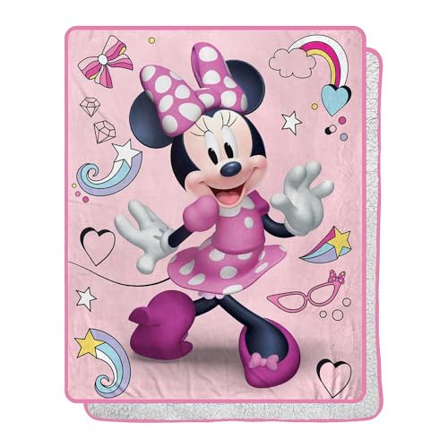 Disney Minnie Mouse Shooting Stars Silk Touch Sherpa Throw Blanket