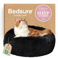 Bedsure Calming Cat Beds Donut Round Washable Kitten Bed,20 inches Black | Fluffy Faux Fur Cuddler,Anti-Slip Bottom,Anti-Anxiety,Deep Sleeping for Cats&Small Pets Up to 15 Lbs - color: Black, size: 20"L x 20"W x 6"Th