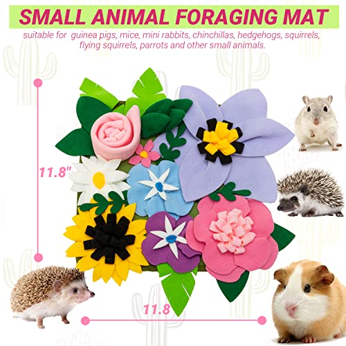 Snuffle Mat for Rabbit, Cute Flower Interactive Bunny Foraging Toy | Enrichment Feeder Toy & Cage Accessories for Rabbit, Guinea Pig, Hedgehog, Chinchilla (11.8x11.8in)
