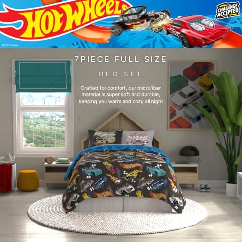 Hot Wheels Kids Bedding Super Soft Comforter and Sheet Set with Sham, 7 Piece Full Size, (Officially Licensed Product) By Franco - color: Hot Wheels, size: Full