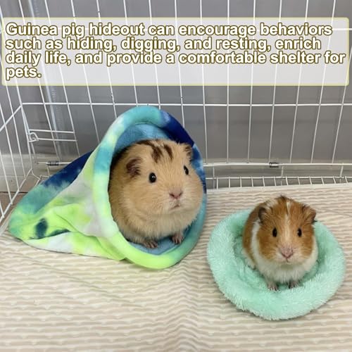kathson Guinea Pig Snuggle Sack, Soft Fleece Sleep Sacks Large Guinea Pig Hideout Small Animal Hideout Pet Sleeping Bag for Hamster Rat Chinchilla Ferret, 2pcs (Green) - color: Green